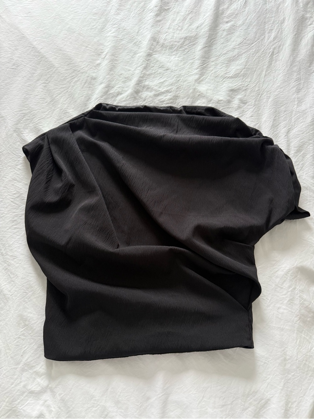 PrettyLittleThing Black Draped Boatneck Top
